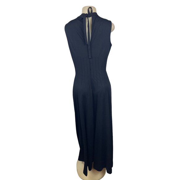 Vintage Ayres Unlimited Sleeveless Black Maxi Dress With Keyhole Neckline Sz S/M - Picture 3 of 7